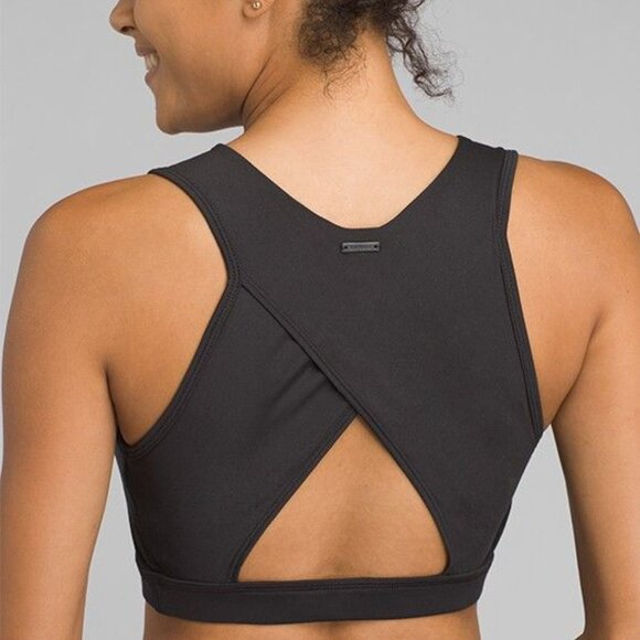 Prana Women's Black Lupita High-Support Pullover Crop Sports Bra Size S - Picture 1 of 10